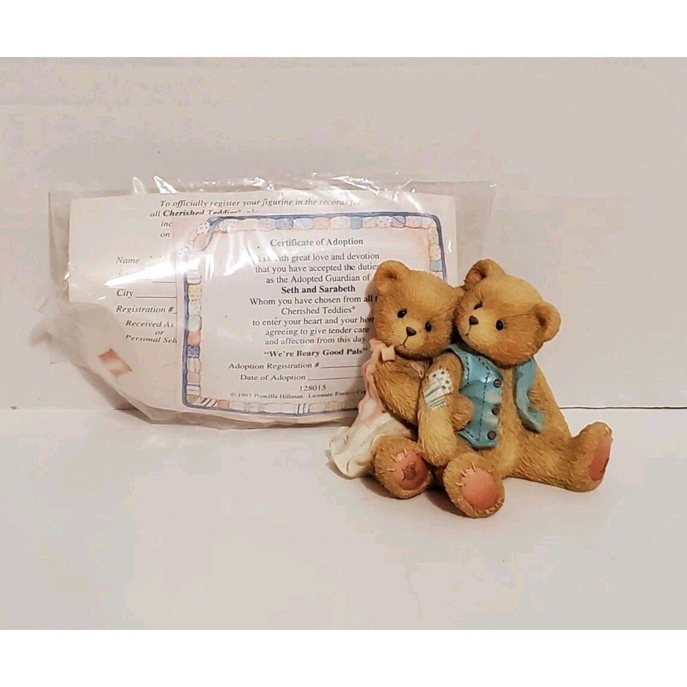 Seth & Sarabeth Cherished Teddies 128015 We're Beary Good Pals 1995 Vtg Enesco